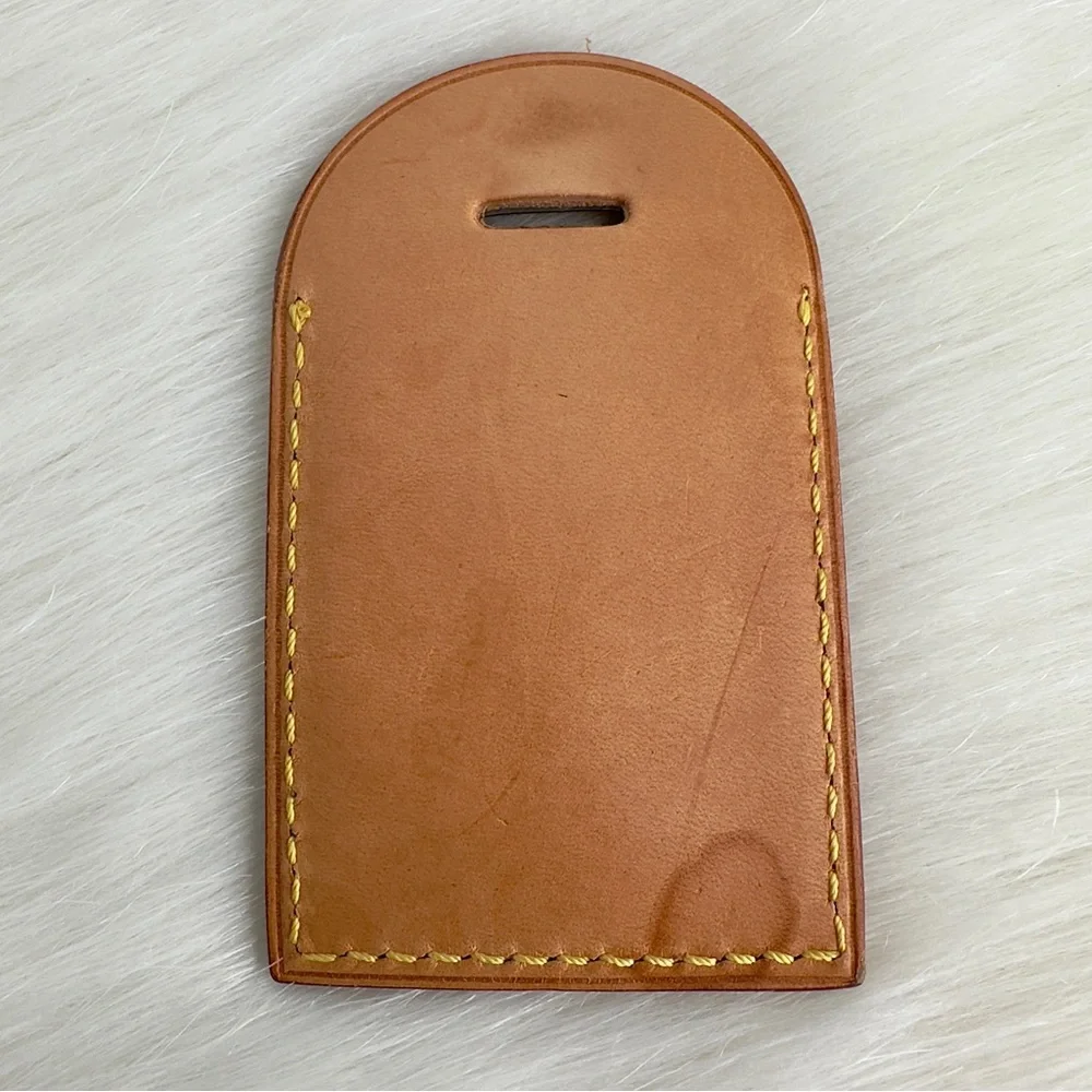 ✨Authentic LOUIS VUITTON Vachetta Leather Luggage Tag With Looping Strap Holder - Picture 5 of 16